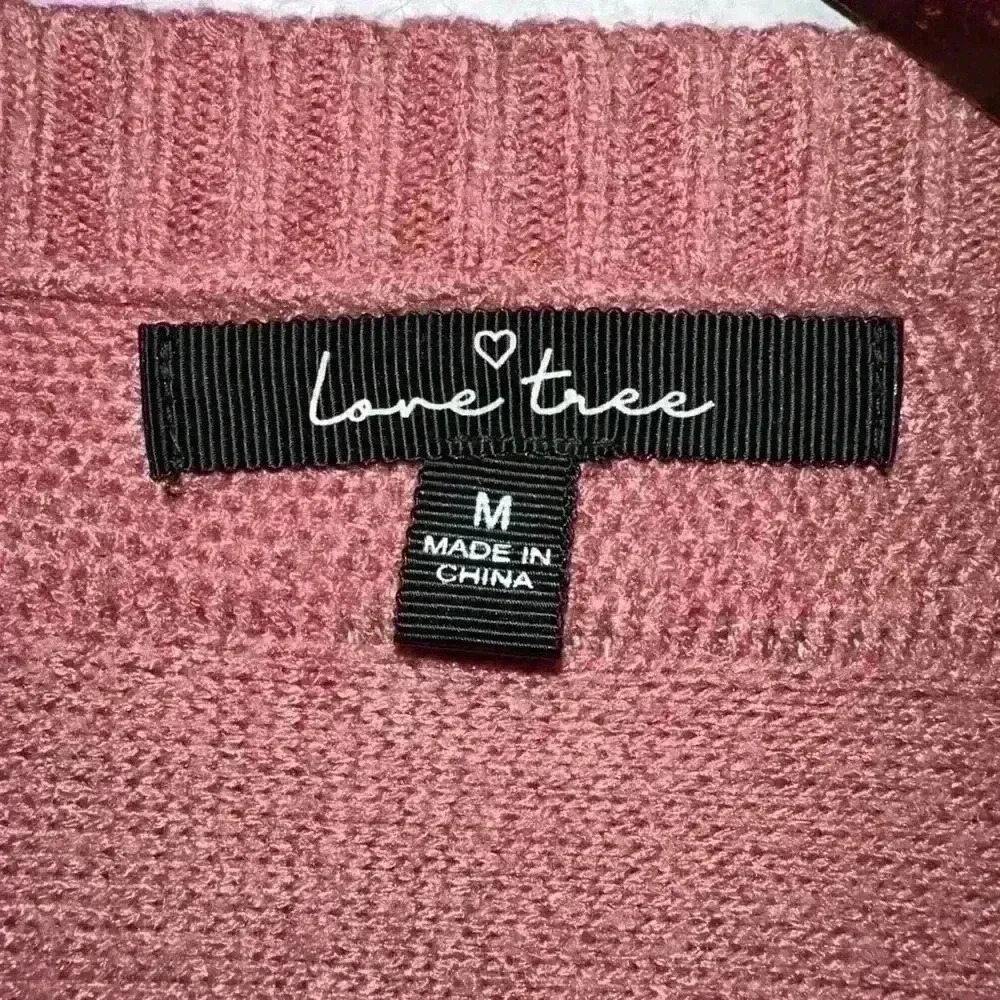 Mauve Fringe Ruffles Women's Love Tree Pink Sweater M - Picture 5 of 9